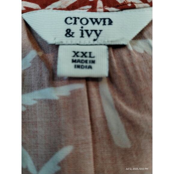 Crown & Ivy Women's XXL Tropical Sleeveless Resortwear Summer Crochet Palms Top - Picture 10 of 11